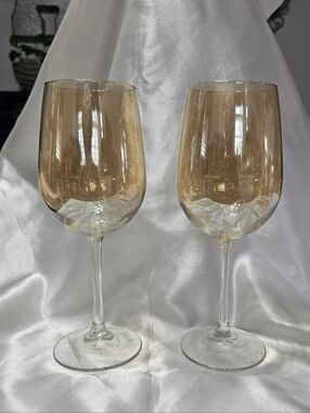 2 ~ 9" Amber Wine Stem Goblet Glasses